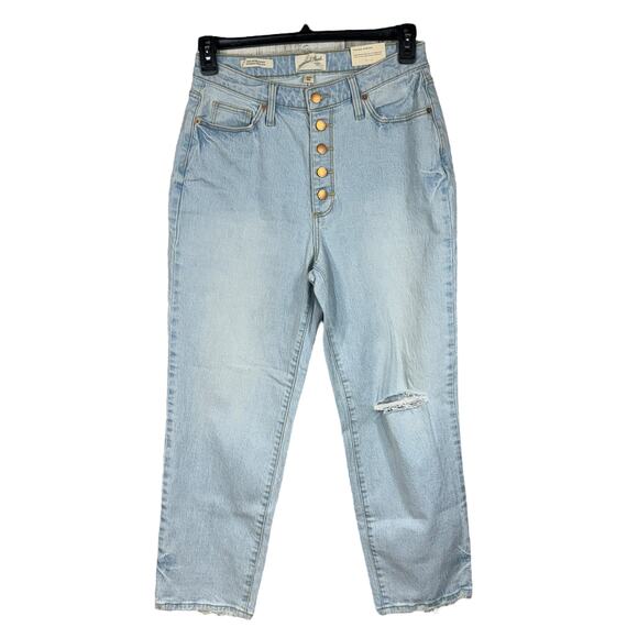 Universal Thread SZ 8/29 Curvy Vintage Straight Jeans Button-Fly Distressed Blue - Picture 1 of 10